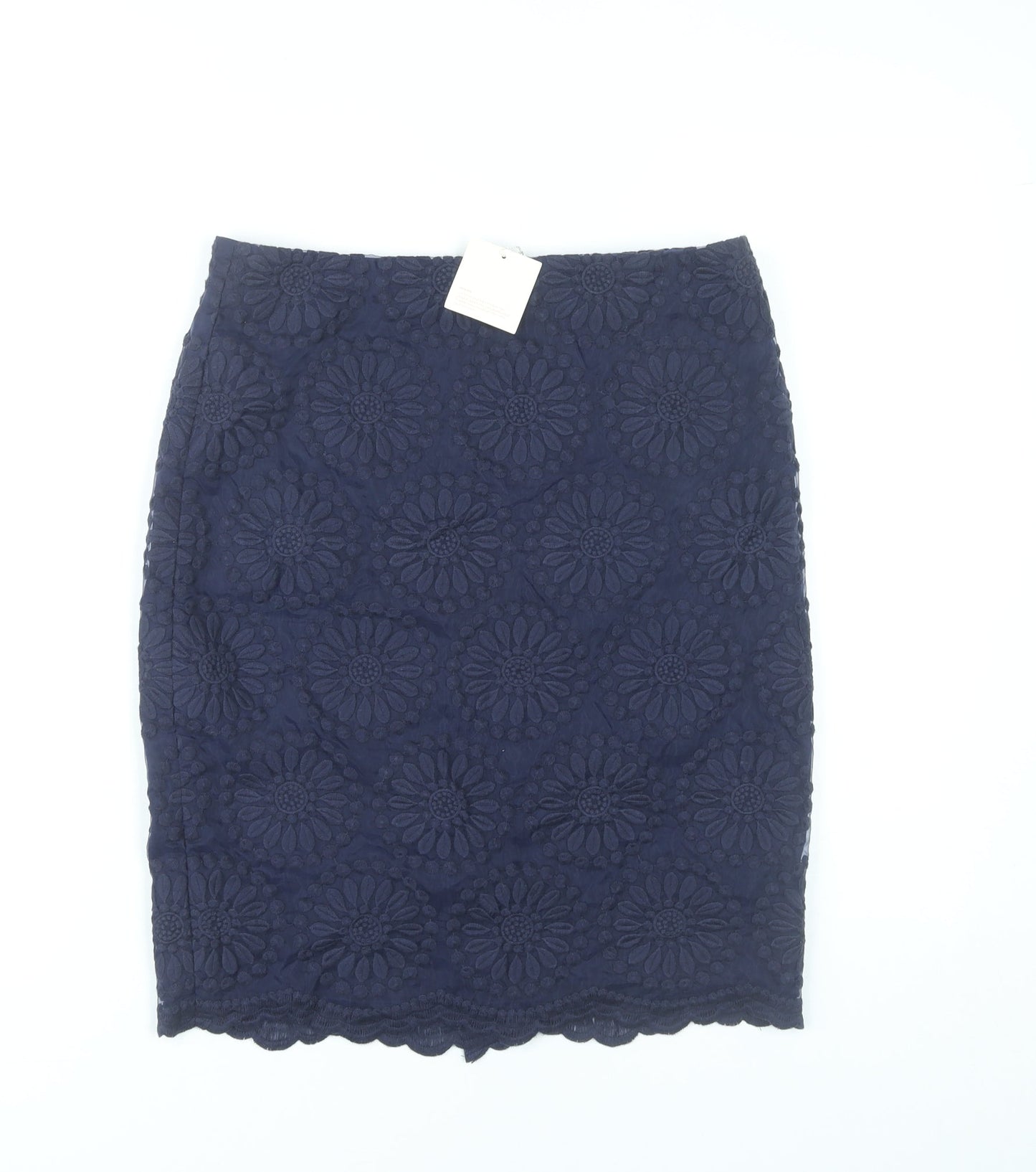 Boden Women’s Blue Lace Pencil Skirt Size 10 Knee Length Cotton Blend