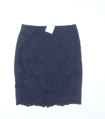 Boden Women’s Blue Lace Pencil Skirt Size 10 Knee Length Cotton Blend