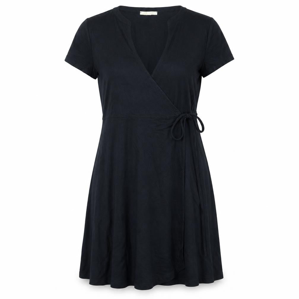 ESPRIT Women Black L Wrap Dress Viscose Short Sleeve