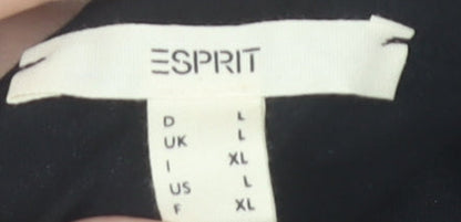 Esprit Women Black L Wrap Dress Viscose Short Sleeve