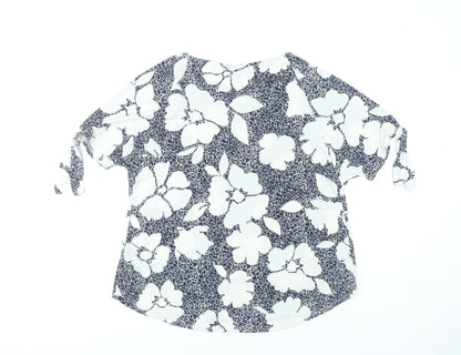 Debenhams Women’s Blue White Floral T-Shirt Size 14 Short Sleeve