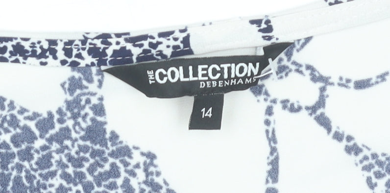 Debenhams Women’s Blue White Floral T-Shirt Size 14 Short Sleeve