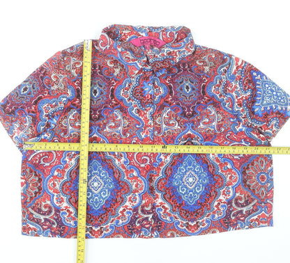 Boohoo Womens Multicoloured Paisley Blouse UK 12 Short Sleeve Cropped