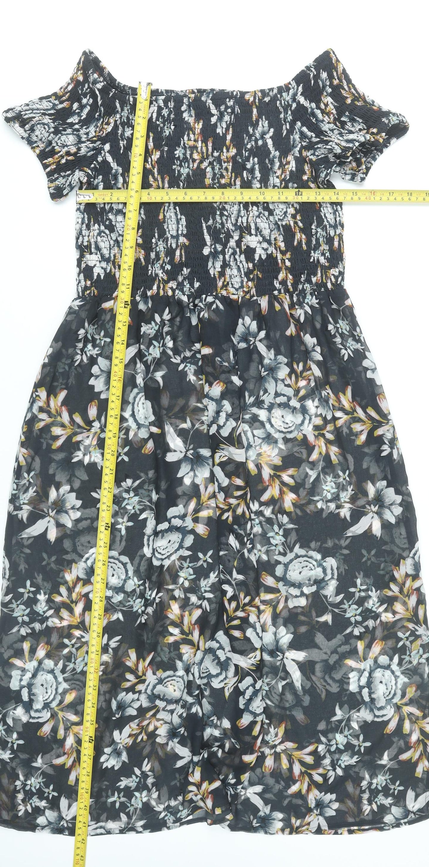 Boux Avenue Women’s Black Floral Midi A-Line Dress Size 10-12