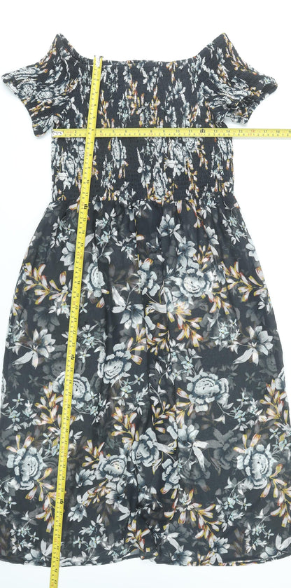 Boux Avenue Women’s Black Floral Midi A-Line Dress Size 10-12