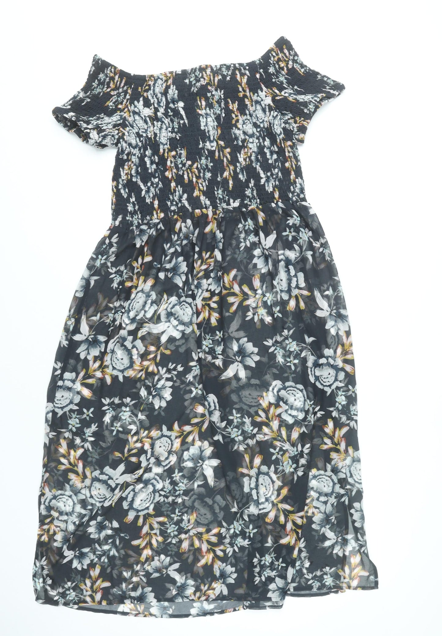 Boux Avenue Women’s Black Floral Midi A-Line Dress Size 10-12