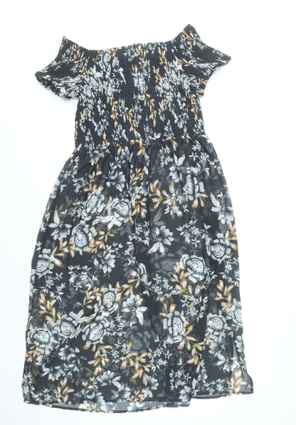 Boux Avenue Women’s Black Floral Midi A-Line Dress Size 10-12