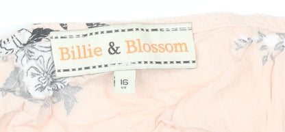 Billie & Blossom Women’s Pink Floral Shift Dress UK 16 Short Sleeve