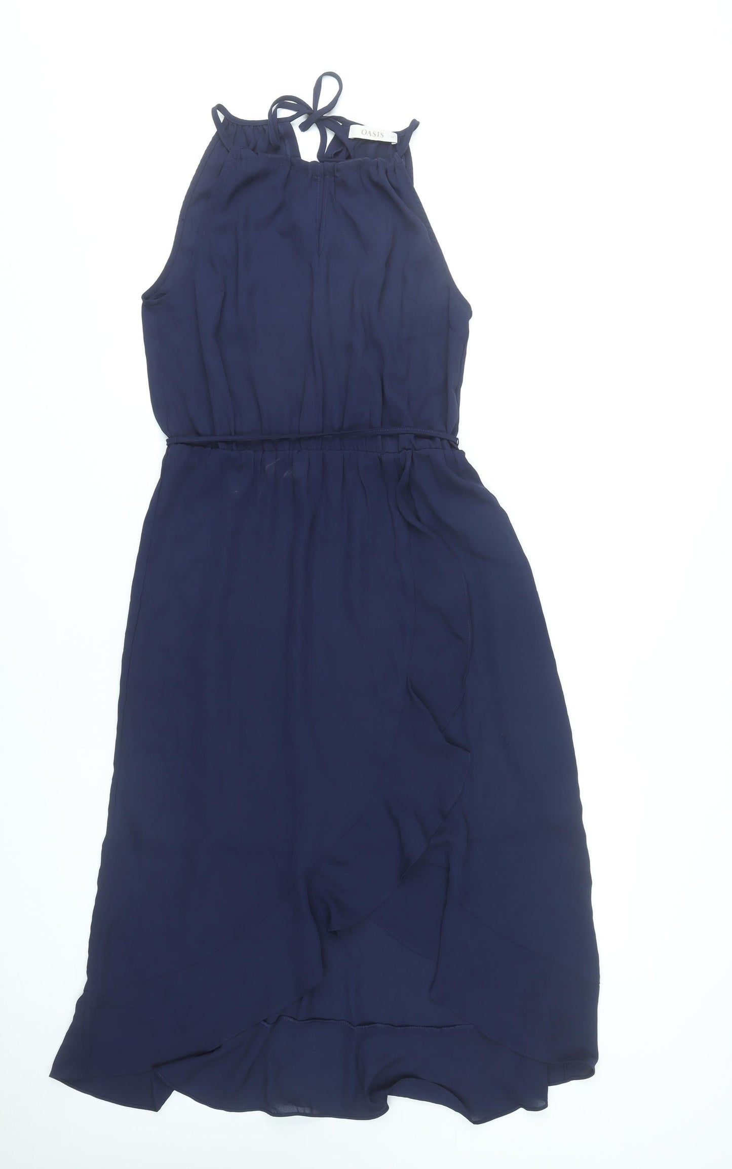 Oasis Women’s Blue Size 12 Halter Neck Wrap Dress