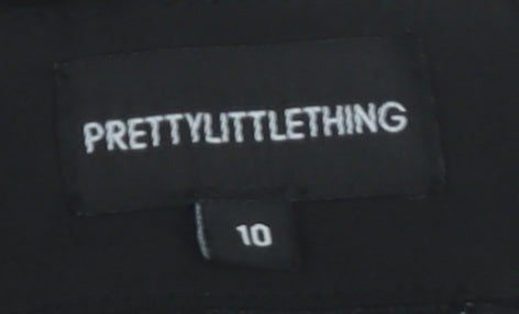 PrettyLittleThing Women's Black Size 10 Long Sleeve V-Neck Playsuit