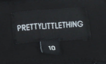 PrettyLittleThing Women's Black Size 10 Long Sleeve V-Neck Playsuit