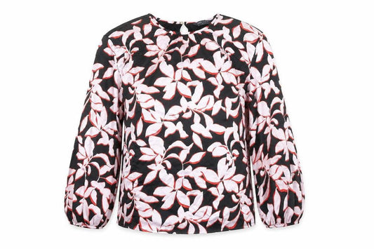 Marks and Spencer Women’s Black Floral Blouse Size 8 Long Sleeve