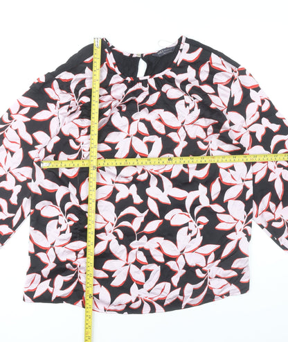 Marks and Spencer Women’s Black Floral Blouse Size 8 Long Sleeve