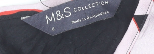 Marks and Spencer Women’s Black Floral Blouse Size 8 Long Sleeve