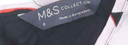 Marks and Spencer Women’s Black Floral Blouse Size 8 Long Sleeve