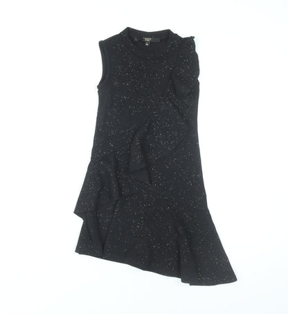 Cosmic Kids Girls Black Glitter Ruffle Party Dress 7 Years Sleeveless