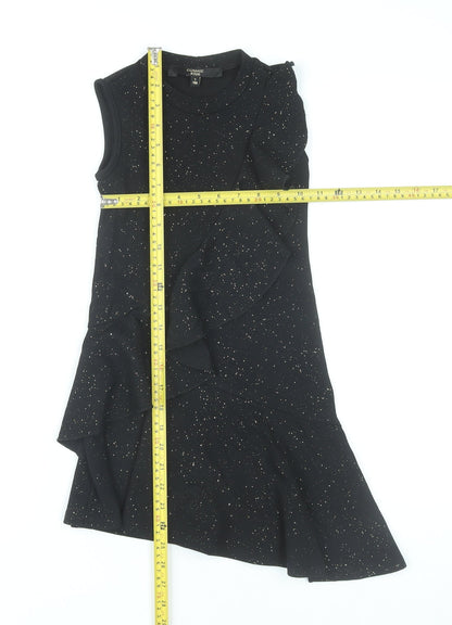 Cosmic Kids Girls Black Glitter Ruffle Party Dress 7 Years Sleeveless