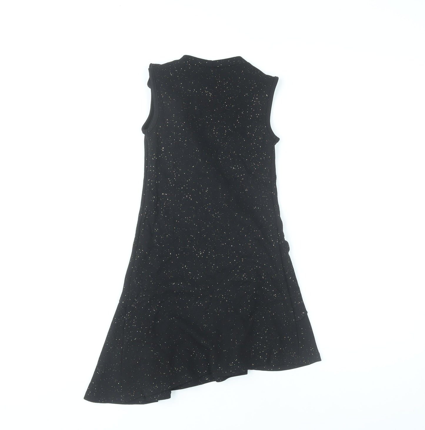 Cosmic Kids Girls Black Glitter Ruffle Party Dress 7 Years Sleeveless
