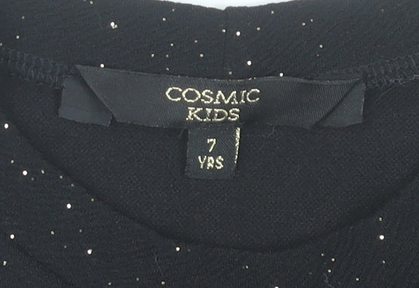 Cosmic Kids Girls Black Glitter Ruffle Party Dress 7 Years Sleeveless