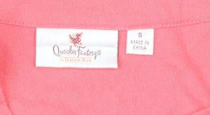 Quacker Factory Women’s Pink Fringe Tunic Blouse Size S 3/4 Sleeve