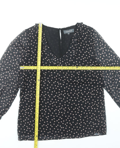 Sosandar Women’s Black Polka Dot Ruffle Blouse Size 6