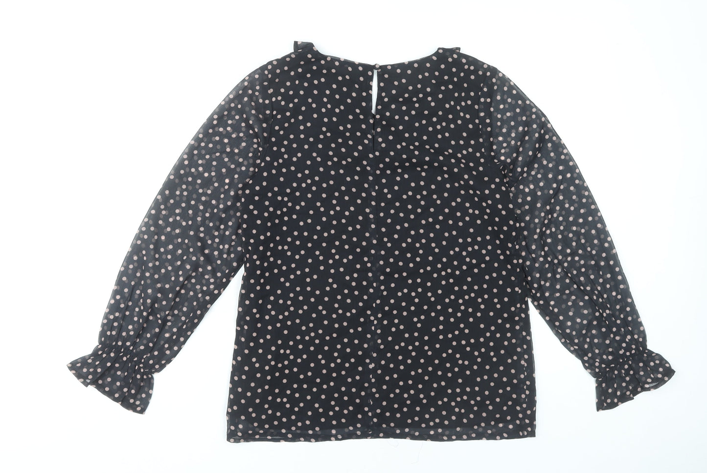 Sosandar Women’s Black Polka Dot Ruffle Blouse Size 6