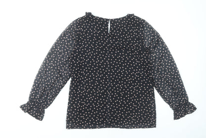 Sosandar Women’s Black Polka Dot Ruffle Blouse Size 6