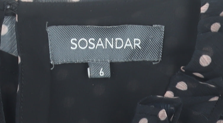 Sosandar Women’s Black Polka Dot Ruffle Blouse Size 6