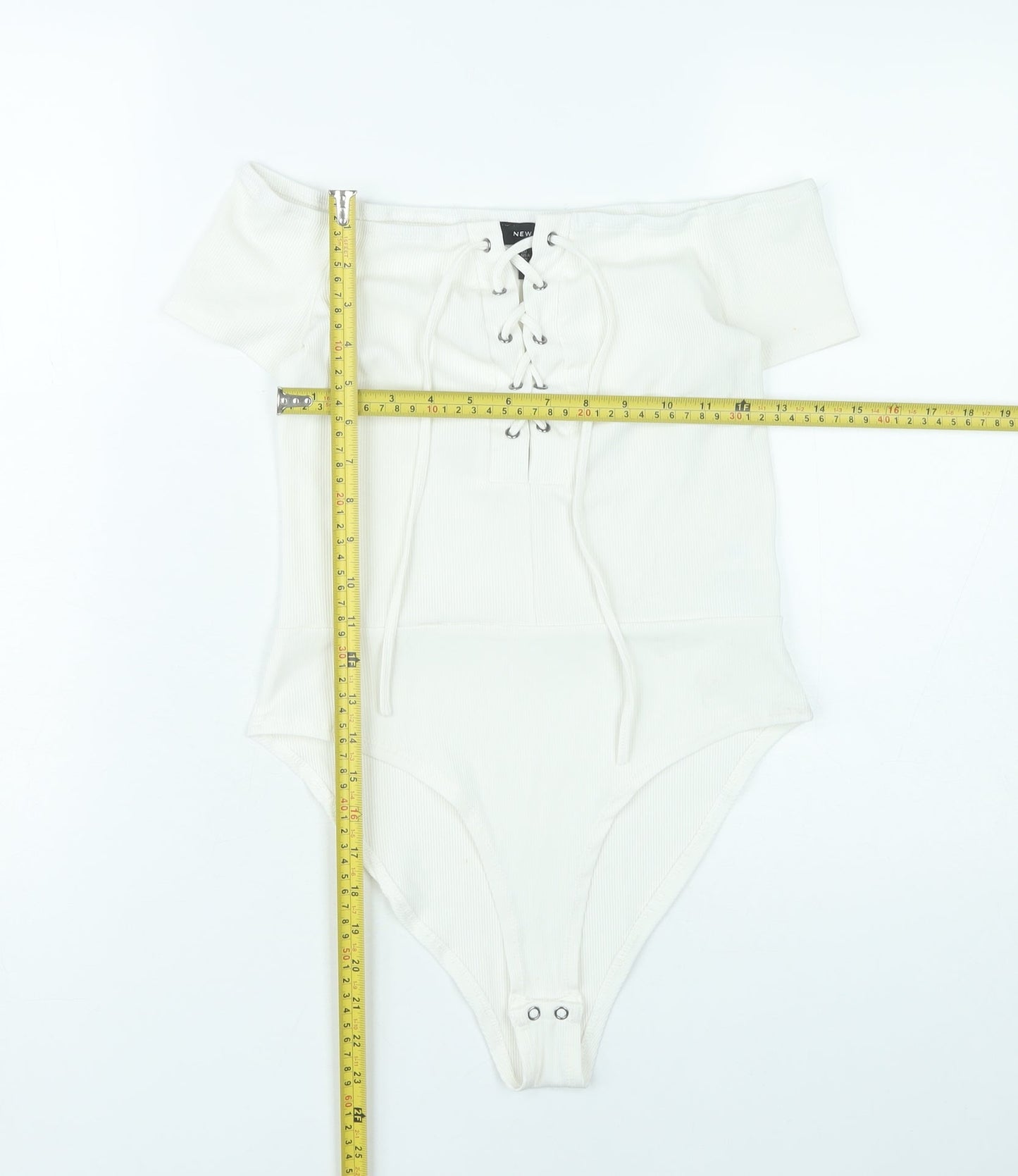 New Look Women’s Ivory Off-Shoulder Lace Up Bodysuit UK 12