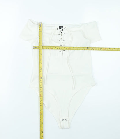 New Look Women’s Ivory Off-Shoulder Lace Up Bodysuit UK 12