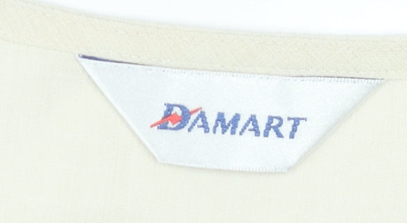 Damart Women’s Beige Embroidered Tunic Blouse Size 18 Short Sleeve