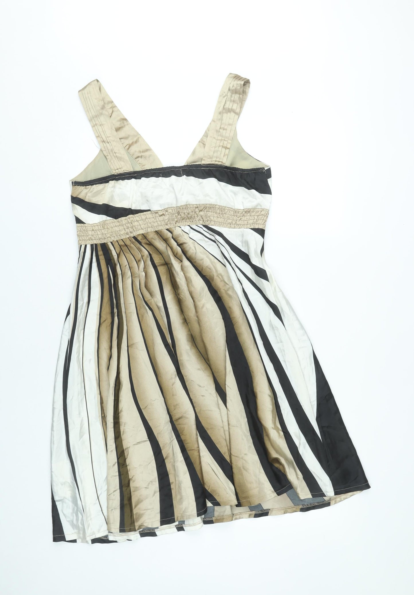 New York Laundry Women’s Black Beige White Striped A-Line Dress UK 12