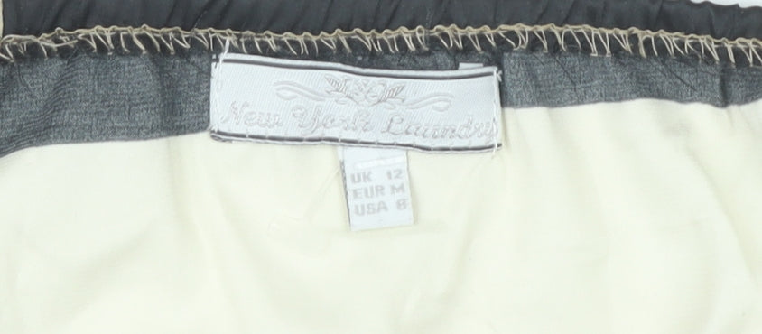 New York Laundry Women’s Black Beige White Striped A-Line Dress UK 12