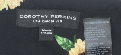 Dorothy Perkins Women’s Black Floral Playsuit Size 8 V-Neck Belted