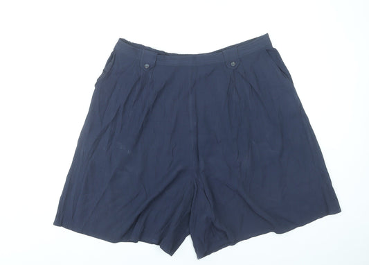 Bonmarché Women’s Blue Plus Size 22 Pleated Chino Shorts