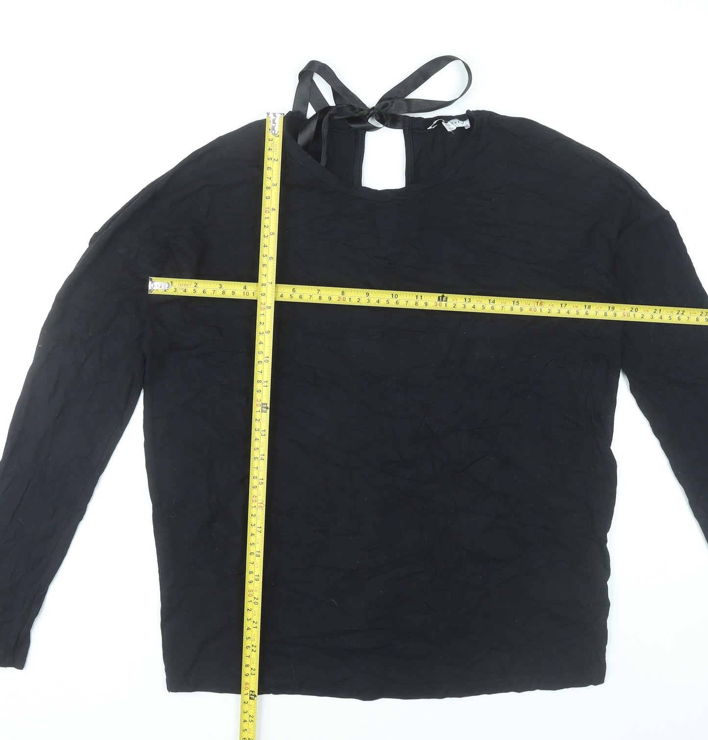 Warehouse Women’s Black Blouse UK 10 Long Sleeve Viscose Blend