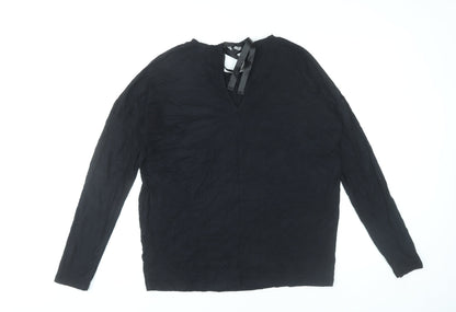 Warehouse Women’s Black Blouse UK 10 Long Sleeve Viscose Blend