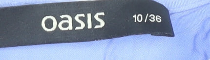 Oasis Women’s Blue Crochet Tunic Blouse Size 10 Short Sleeve