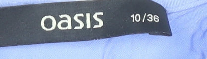 Oasis Women’s Blue Crochet Tunic Blouse Size 10 Short Sleeve