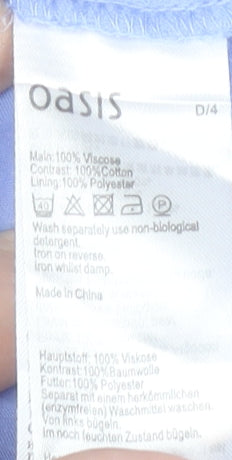 Oasis Women’s Blue Crochet Tunic Blouse Size 10 Short Sleeve