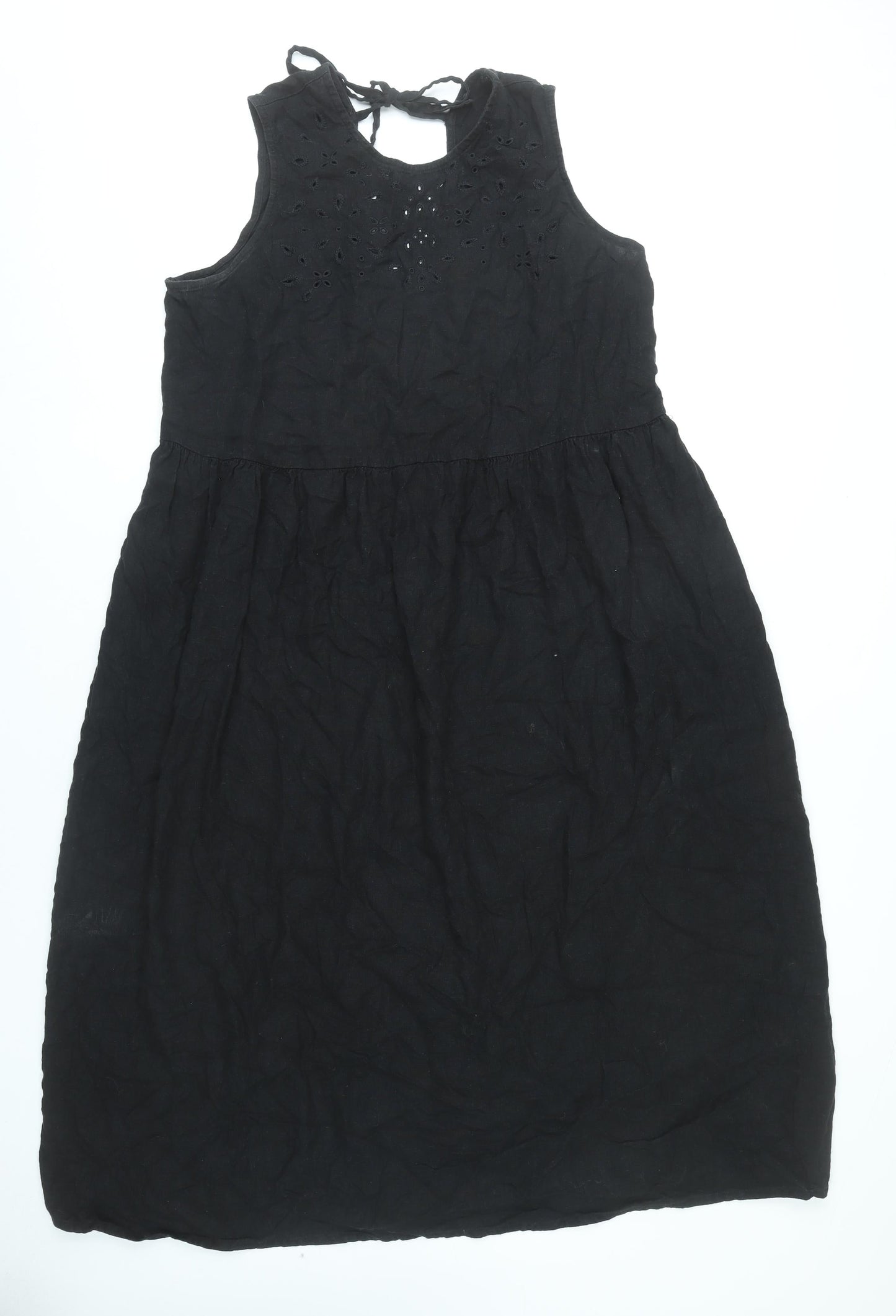 Marks and Spencer Women’s Black Linen Blend Sleeveless A-Line Dress Size 16