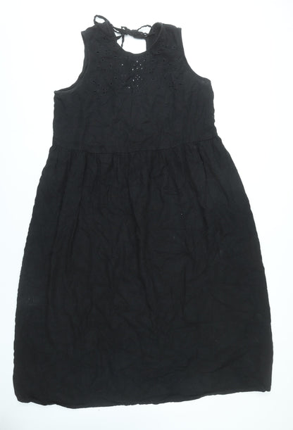 Marks and Spencer Women’s Black Linen Blend Sleeveless A-Line Dress Size 16