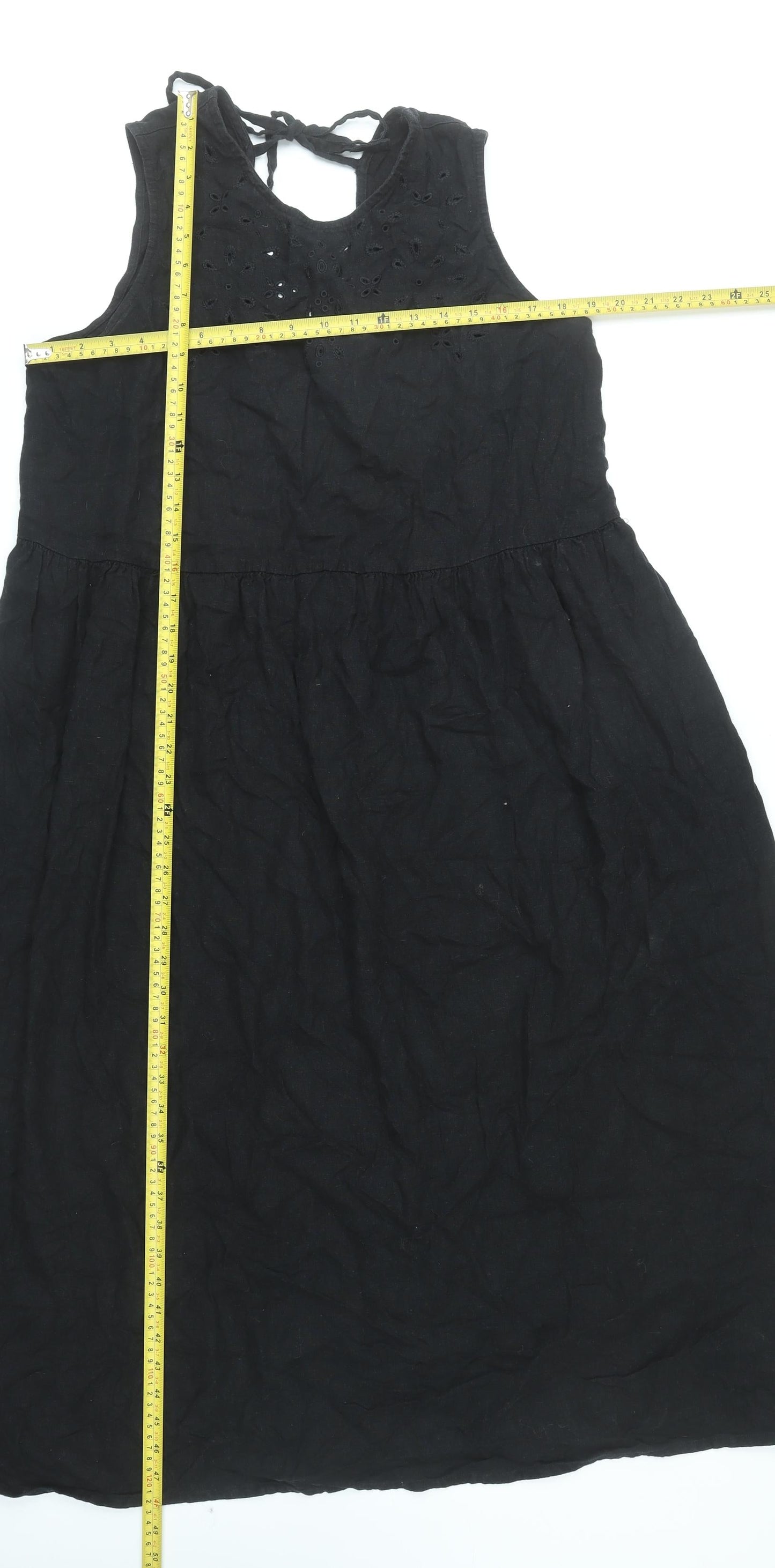 Marks and Spencer Women’s Black Linen Blend Sleeveless A-Line Dress Size 16