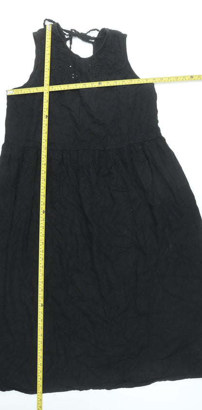 Marks and Spencer Women’s Black Linen Blend Sleeveless A-Line Dress Size 16