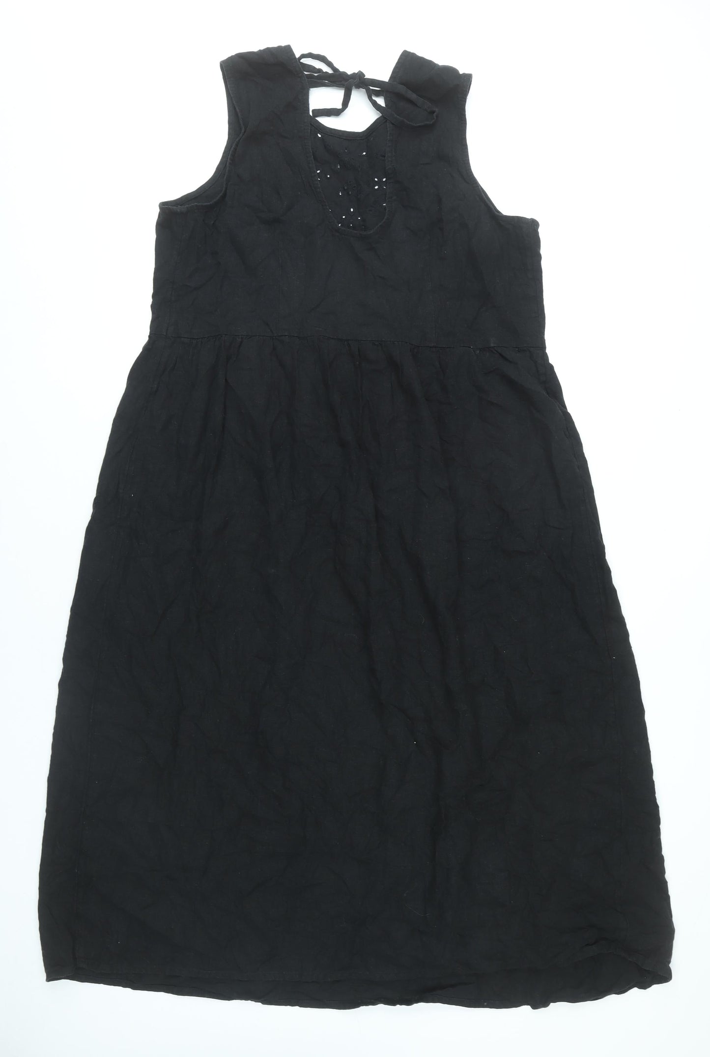 Marks and Spencer Women’s Black Linen Blend Sleeveless A-Line Dress Size 16