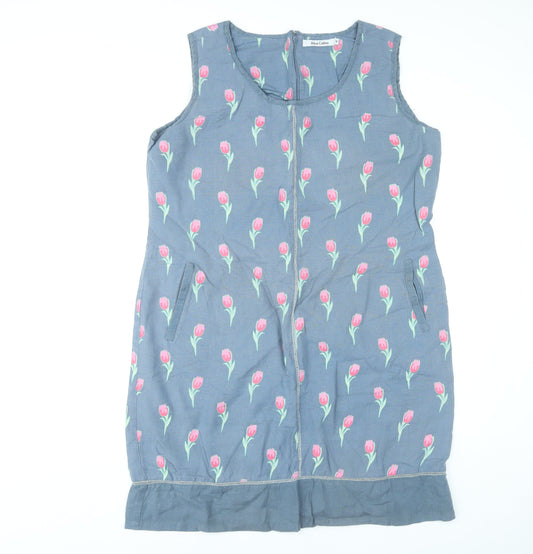 Alice Collins Women’s Blue Floral Shift Dress Size 16 Sleeveless