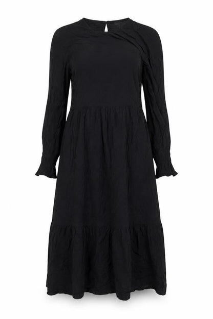 Finery Women Black Viscose Midi A-Line Dress UK 10 Long Sleeve
