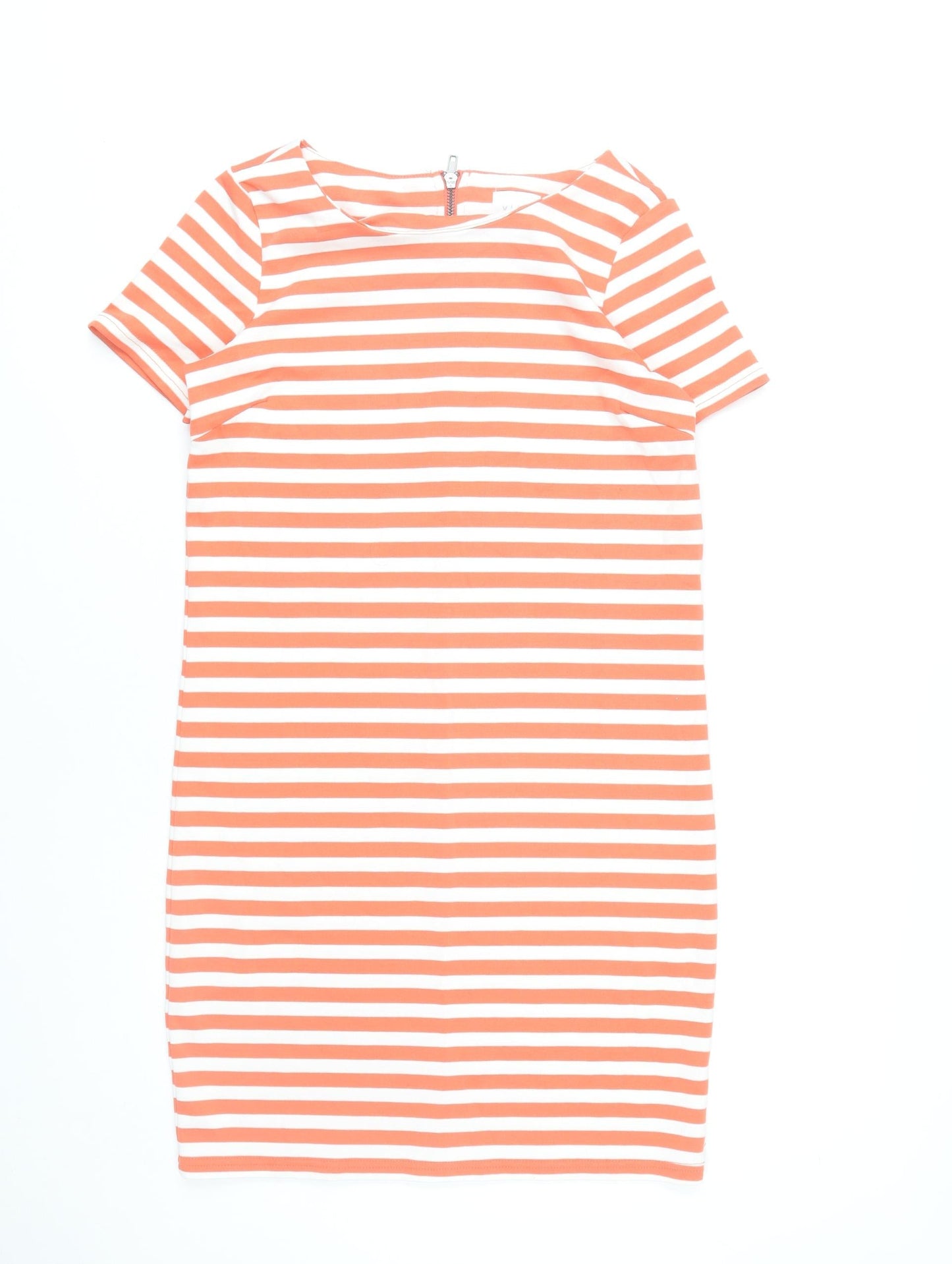 Vila Women Orange White Striped Sheath Dress XS Short Sleeve