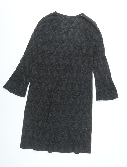 Nicole Urbanski Women’s Black Knit Shift Dress Size 6 Long Sleeve