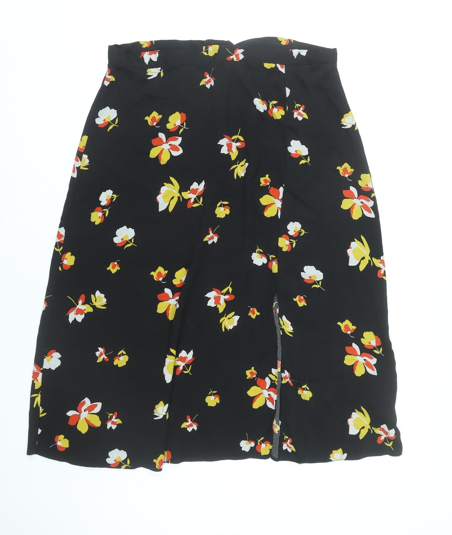 Dorothy Perkins Womens Black Floral A-Line Midi Skirt Size 14